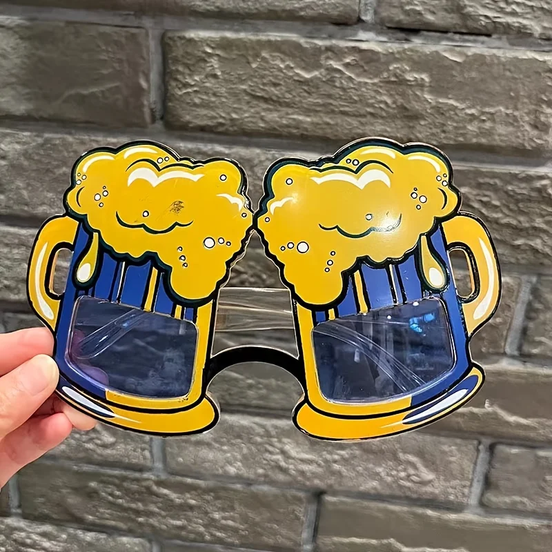 Novelty Party Glasses Bavarian Beer Festival Themed Costume Eyewear Blue Beer Mug Design  Plastic Photo Festive Decorations