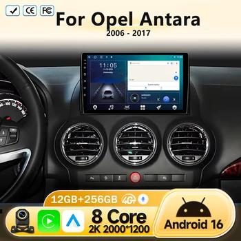Autoradio Android per Opel Antara 2006 - 2017, Radio Multimediale con GPS, Navigazione, Carplay Wireless, Bluetooth, 4G, Wifi, QLED, DVD