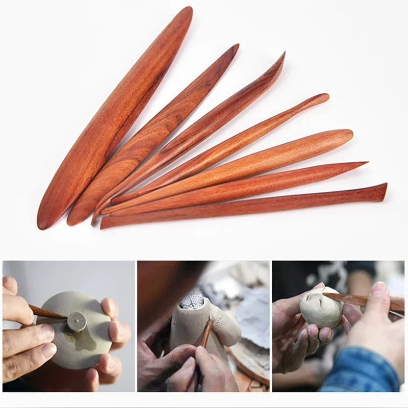 7-piece Pottery Tools Carving Crafts Wooden Clay Sculpture Knives Pottery Sharpening Modeling Clay Ceramic Tools polymer clay tools pottery sculpting tools clay sculpting tools pottery tools clay craft tool