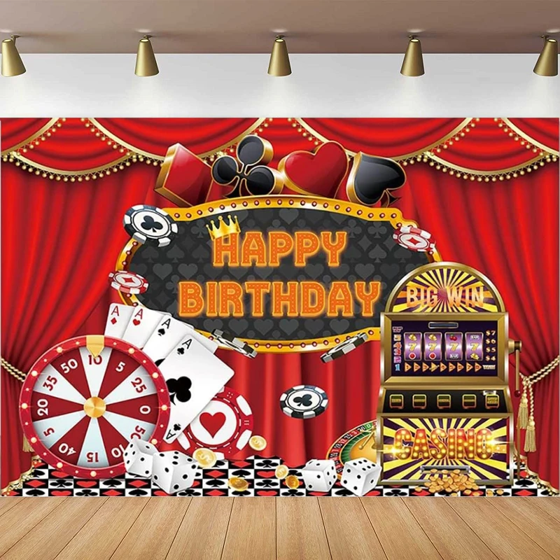 Fondale Fotografico Poker Las Vegas Casino Night Tema Festa Di Compleanno Sfondo Torta Decorazioni Da Tavola Banner Studio Fotografico