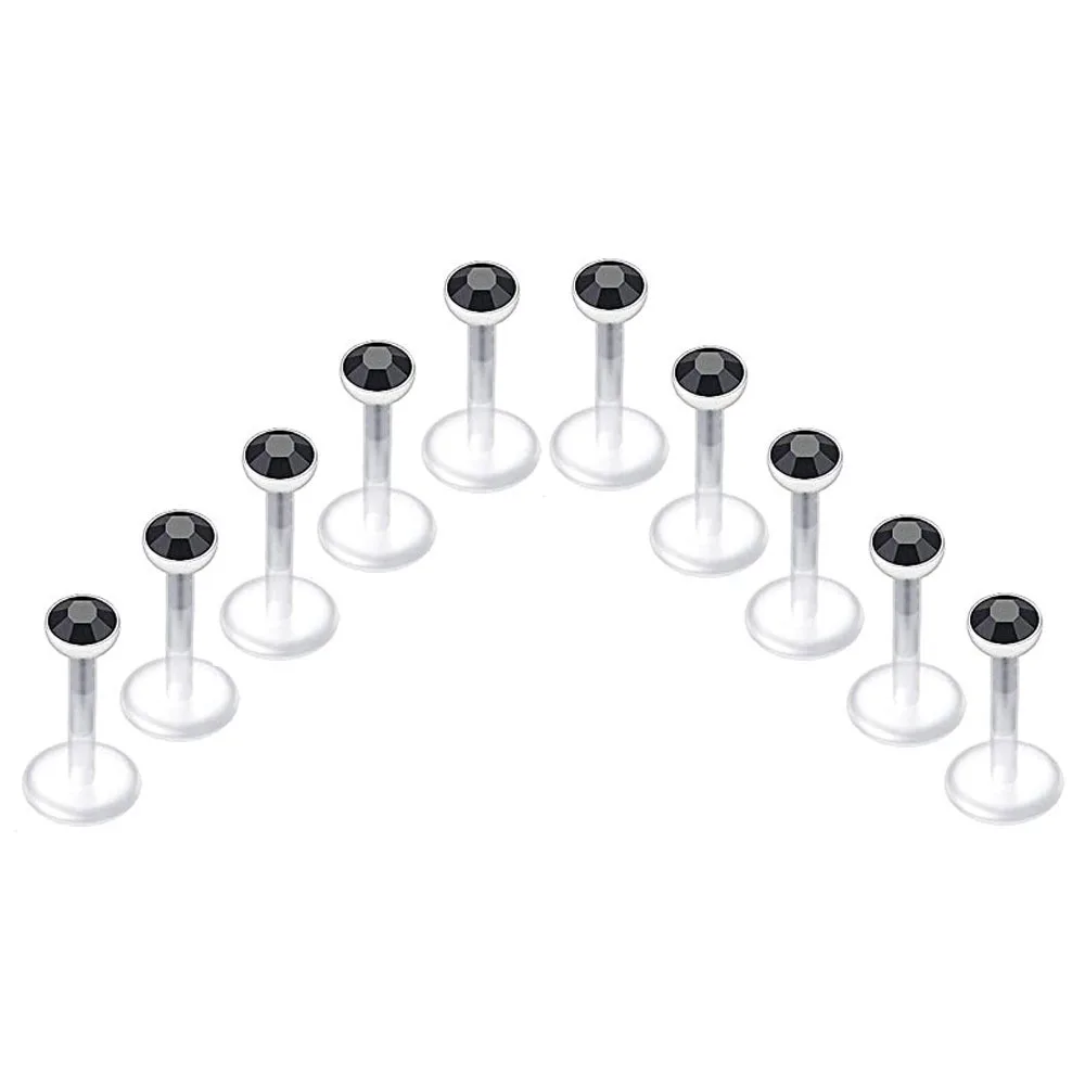 1 stücke/10 stücke flexible Strass Labret Stud Einsatz-in klare Stange Lippen Piercing Ring Knorpel Tragus Ohrringe Körper Piercing Schmuck – Detail 5