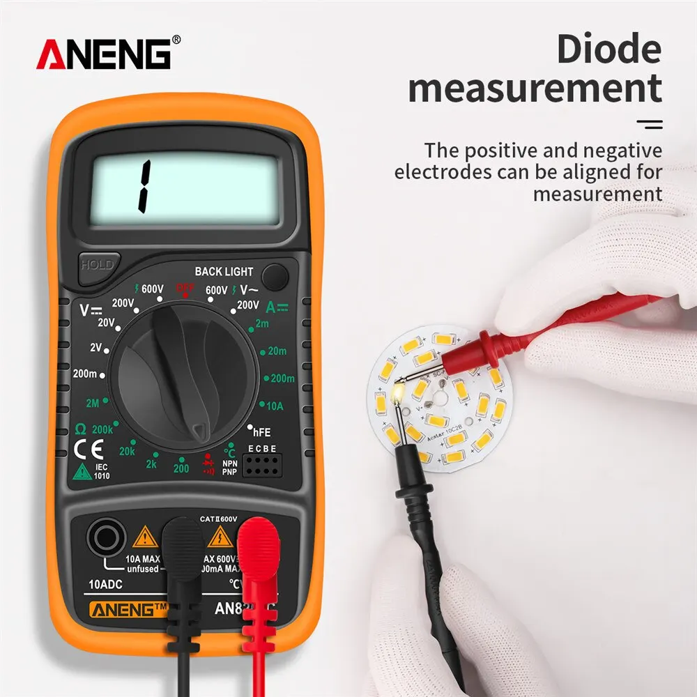Digital Multimeter ANENG AN8205C Digital Tester AC/DC Ammeter Multimeter Volt Ohm Multimetro Meter With Thermocouple LCD Backlight Portable Tools