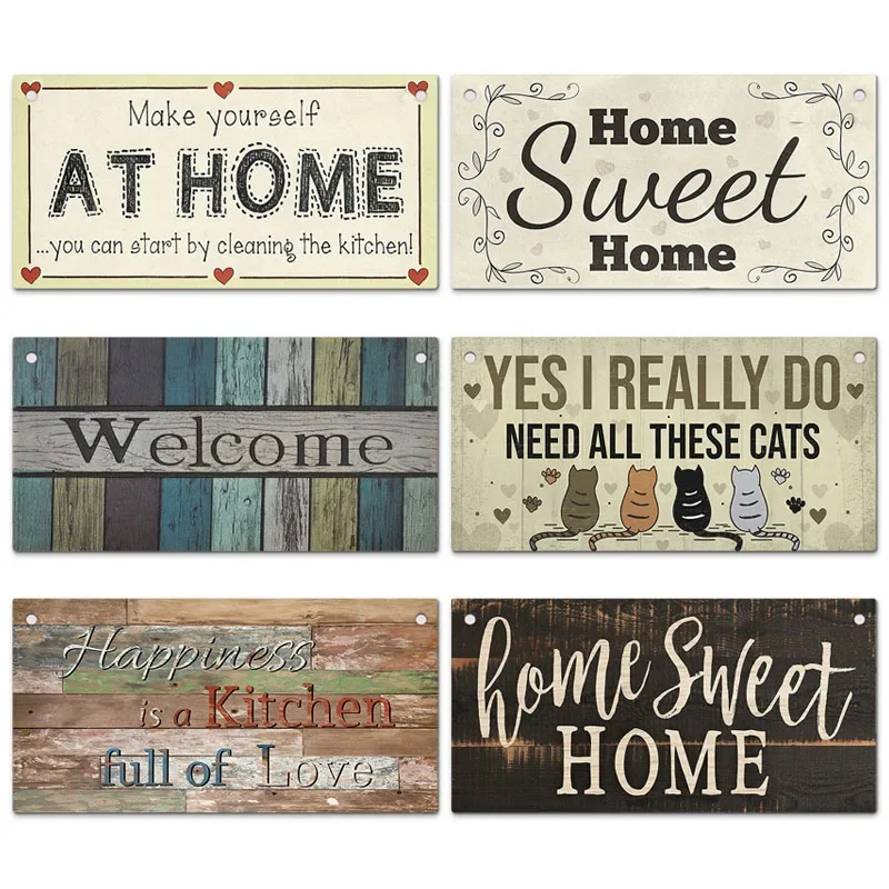 Insiswiner Cartello In Legno Welcome To Our Home Con Fiori In Metallo, Decorazione Da Parete Per Portico E Ingresso