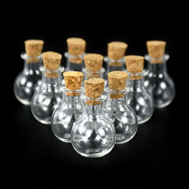 Glass Bottles Mini Glass Bottles 10pcs Mini Glass Bottle Clear Cork Stopper Drifting Bottle For Wedding Birthday Party Decor Glass Jars DIY Wishing Supply