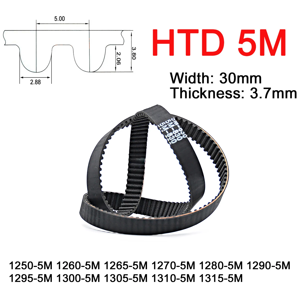 Largura 30 mm 5m Arco de Borracha Dente Correia Dentada Passo Comprimento 1250 1260 1265 1270 1280 1290 1295 1300 1305 1310 1315 Milímetros Correias de Transmissão 1pc