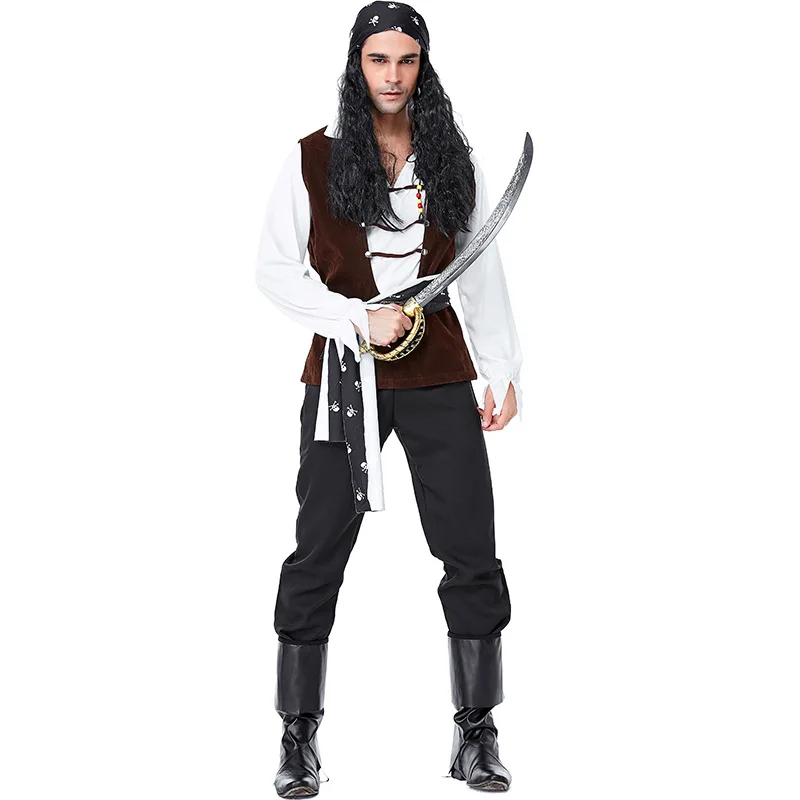 

Pirates of the Caribbean Costume for Men Adult Halloween Game Role Pirate Cosplay Man Carnival Party Fancy Dress Uniform Outfits