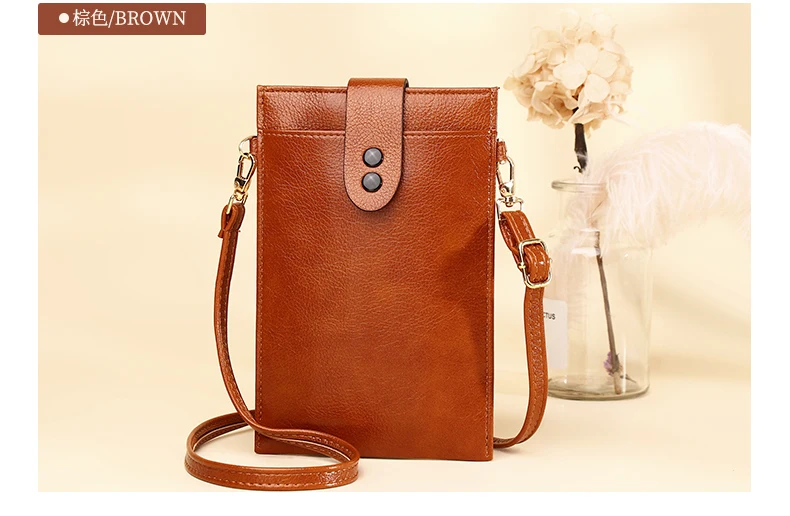 Women's Minimalist Messenger Bag Soft PU Leather Shoulder Wallet Ladies Crossbody Mobile Phone Purse Female Card Holder