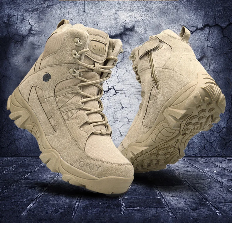 2022 Military Ankle Boots Men Outdoor Genuine Leather Tactical Combat Boots Work Safty Shoes for Men Hiver Casual Hiking Shoe