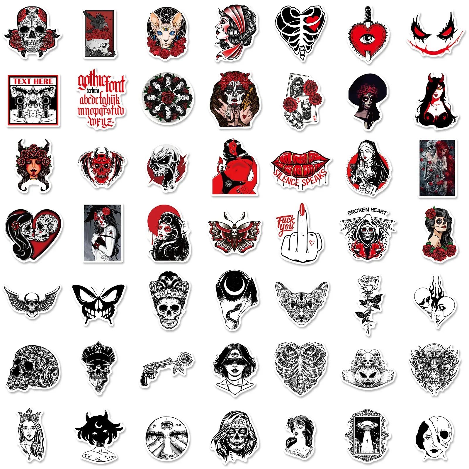 200 Red and Black Goth Stickers Gothic Gothic Style Graffiti Stickers  Mobile Phone Skateboard Luggage Stickers - AliExpress