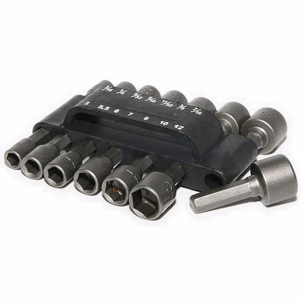 14Pcs Power Nut Driver Drill Bit Set SAE Metric Socket Wrench Screw 1/4 ...