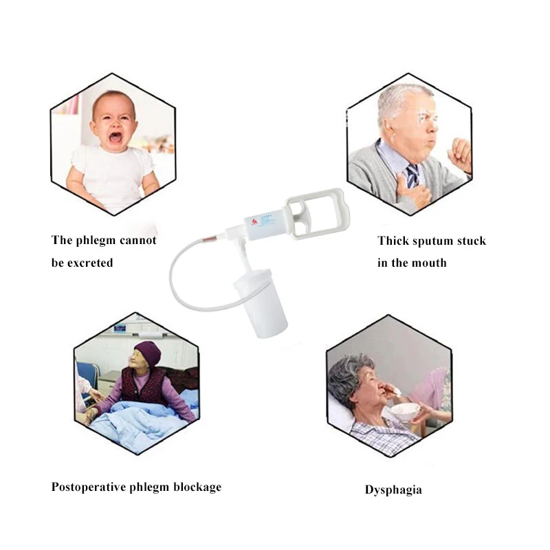 Portable Medical Hand Held Manual Sputum Aspirator Sputum Suction Device Sterile Suction Pump Catheter Tube Elderly Child