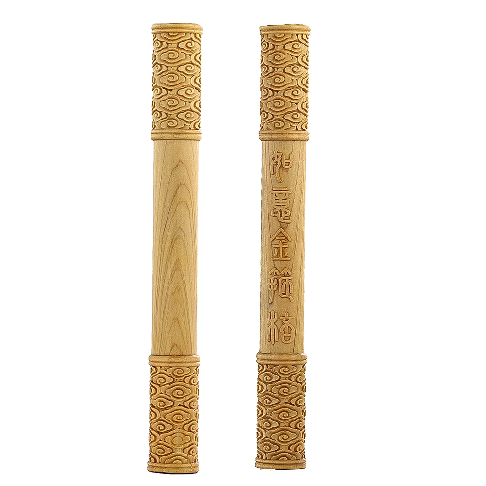Natürliches Holz, handgeschnitzt, Ruyi Goldener Knüppel, Feng Shui, Heimdekoration, Briefbeschwerer, Herzstück, Handspiel, magischer Knüppel, Zubehör