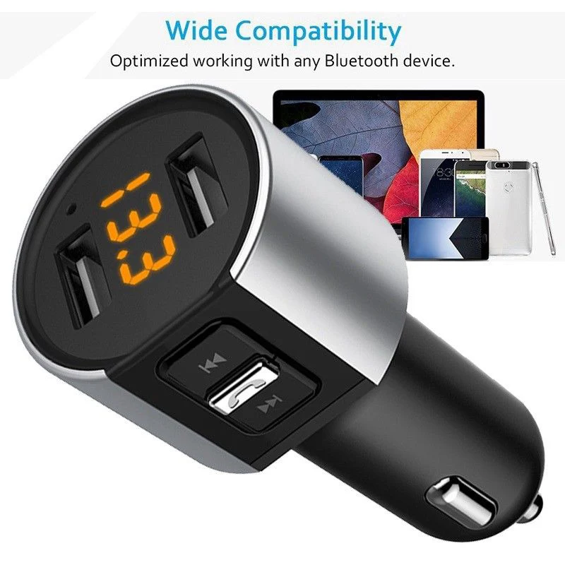 Car Bluetooth-compatible FM Transmitter MP3 Radio Adapter Kit Wireless Audio Receiver Dual USB Charger FM Transmitters
