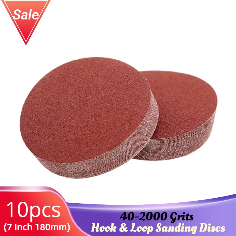 10Pcs 7Inch 180Mm Sanding Discs Hook And Loop Dry Sandpaper P40-P2000 Grits For Wood Furniture Grinding Polishing Abrasive Tools 10Pcs 7Inch 180Mm Sanding Discs Hook And Loop Dry Sandpaper P40-P2000 Grits For Wood Furniture Grinding Polishing Abrasive Tools