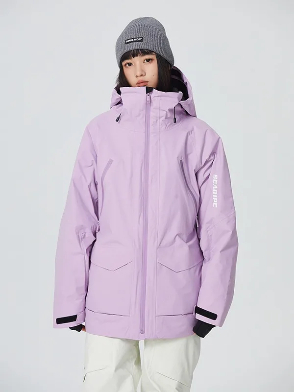 SEARIPE Ski Jacket Thick Women Men Hooded Thermal Windbreaker Waterproof Winter Warm Outdoor Clothes Snow Coat Snowboard Wear