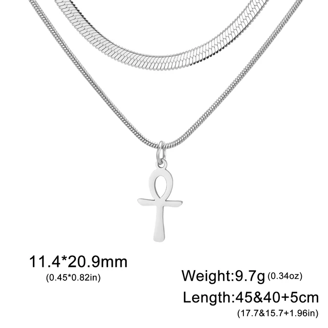 Lucktune collier pharaon égyptien ankh pendentif ankh croce egiziana collier acier inoxydable Ankh croix amulette égyptienne collier en acier inoxydable clé de la vie symbole Crucifix pendentif collier femmes