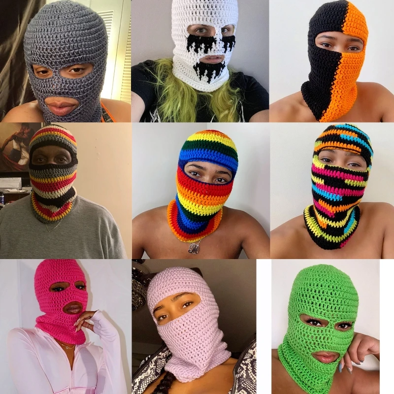 Regenboog Gestreepte Bivakmuts Halloween Bivakmuts Knit Balaclava Halloween Party| - AliExpress