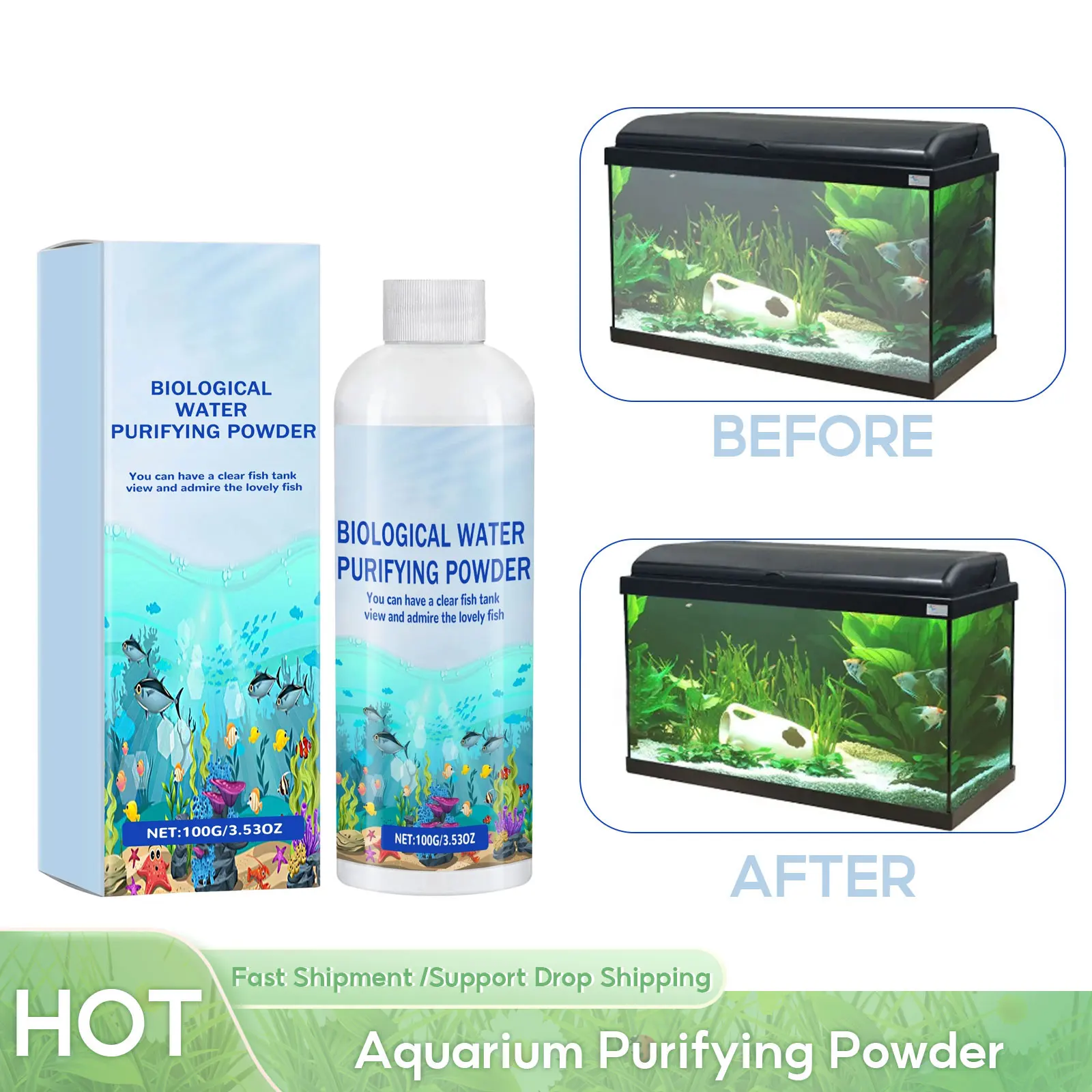 

Aquarium Purifying Powder Water Algae Control Cleaning Fish Tank Moss Remover Aquarium Water Clarifier Algae Repellents Agent