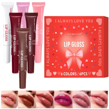 6pcs/box 6-color lip gloss set Unique gift set Long-lasting moisturizing Glossy lip color Valentine’s Day gift Thanksgiving gift 1