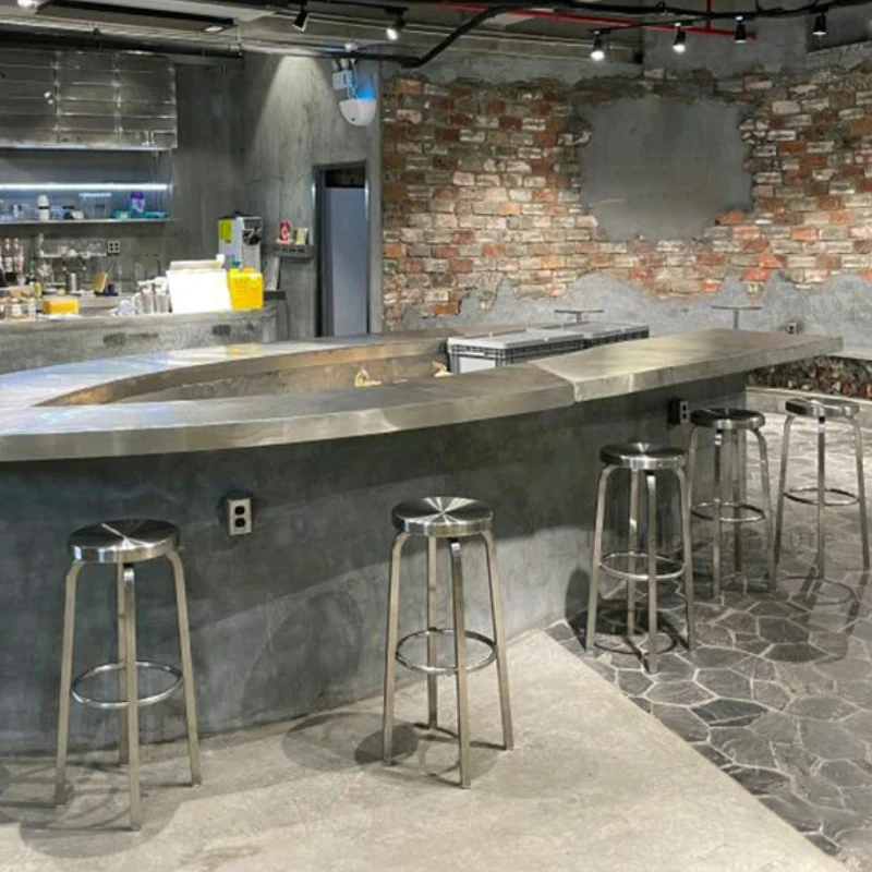 Stainless Steel Metal Solid Chair Modern Luxury Round High Stool Bar Restaurant Chairs Interior Creative Design Decorative Chair
