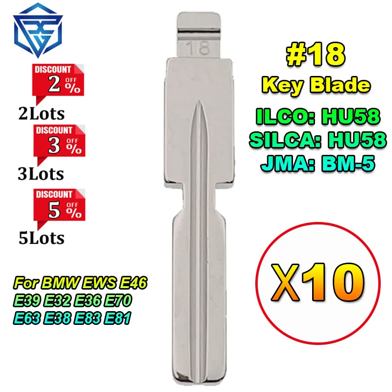 

10pcs Flip Key #18 BM-5 HU58 KD VVDI Remote Key Blade For BMW EWS E46 E39 E32 E36 E70 E63 E38 E83 E81