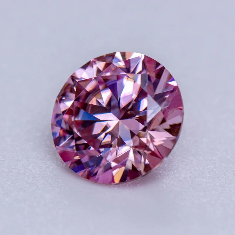 Moissanite Stone Round Cut Sakura Pink Colour Lab Created Synthetic Gemstone Passed Diamond Tester Comes with GRA Certificate