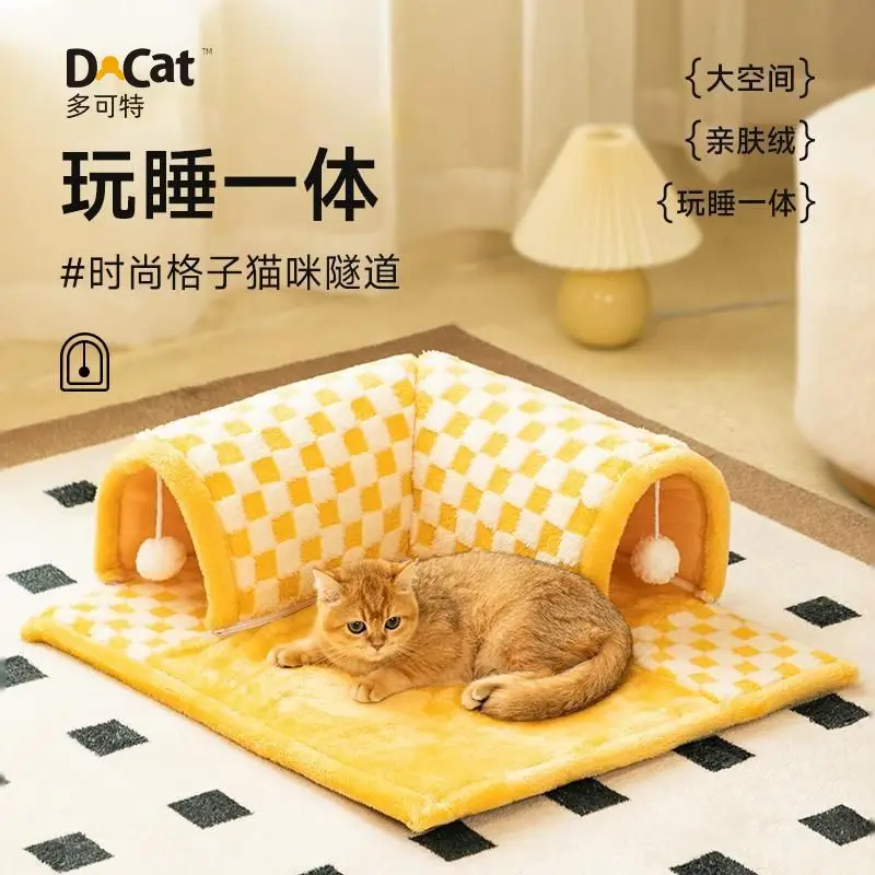 

Cat Bed Can Play Cat Tunnel Dog House Bed Kitten Dog Basket Bed Cute Cat House Home Mat Pet Kennel Products Cama Para Gatos