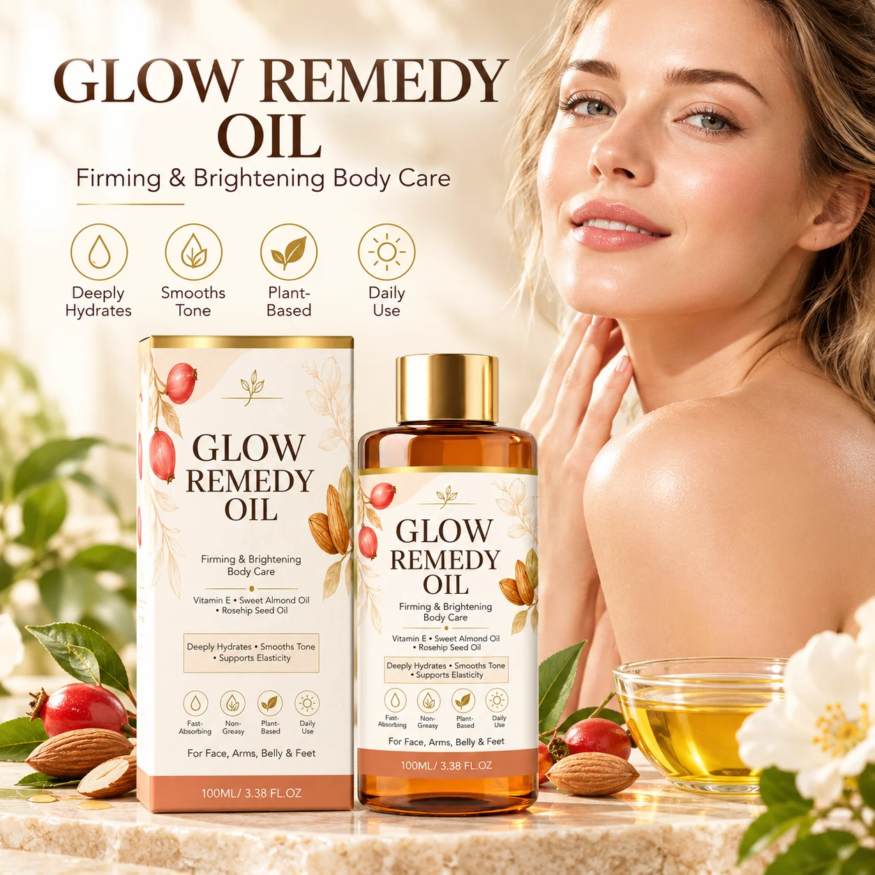 Organic Firming Body Oil,Plant-Based Anti Aging Formula,Deep Hydrating Body Moisturizer Oil for Arms,Belly,Thigh Daily Skin Care