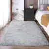 Fluffy carpet for bedroom Grey Area Rug Soft Faux Rabbit Fur living room carpet children's play mat bay window pad home decor 1