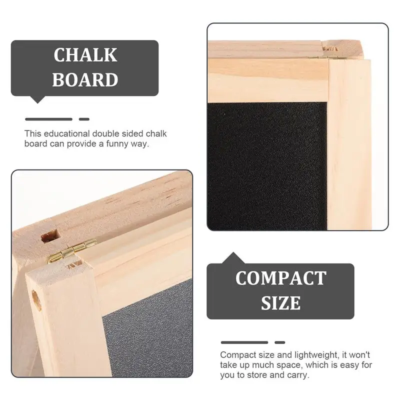 1 Set of Chalkboard Signs Double Erasable Whiteboard Double-sided Blackboard Wooden Stand Massage Board Students Chalk Board