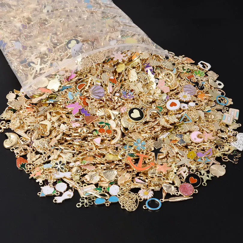 10-100pcs Random Mixed Enamel Oil Dripping Alloy Cute Kawaii Charms Pendant Accessories DIY Jewelry Making Findings for Necklace 6