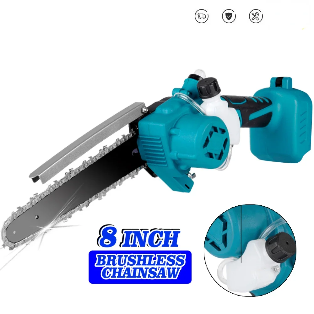 8 Inch Brushless Electric Saw for  18V Battery 2000W High Power Cordless Chainsaw Garden Cutting Trimming Tool Dropship