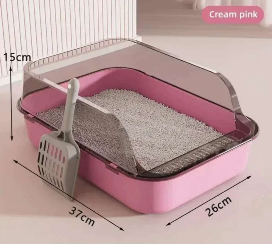 Kitty Sandbox Cat Litter Box Semi-enclosed Splashproof Cat Tray Toilet Cleaning Basin Supplies Pet Toilet Kitten Tray Bedpan cat litter box