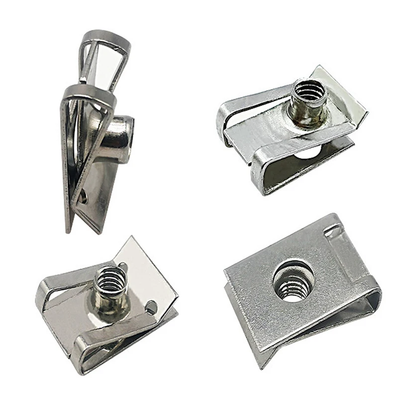 Stainless Steel Clips 10pcs U Type With Thread M6 M5 M4 M8 8/6/5/4 mm Reed Nuts For Car Motorcycle Scooter