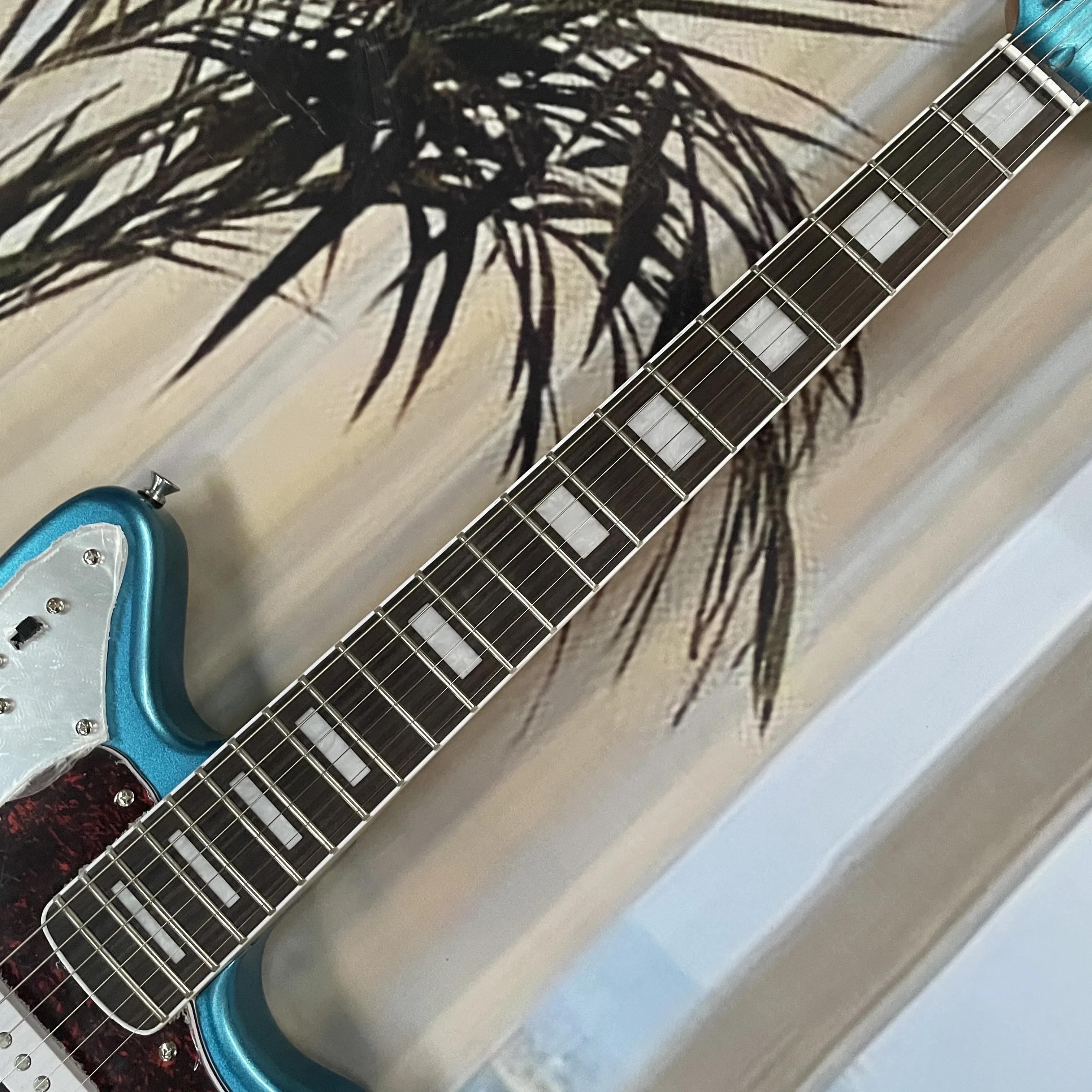 Blue Jazzmaster Electric Guitar Chrome Hardware Red Pickguard