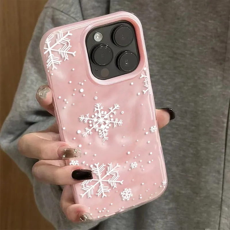 Elegant Snowflake Textured Winter Phone Case - Anti-Drop Soft Cover