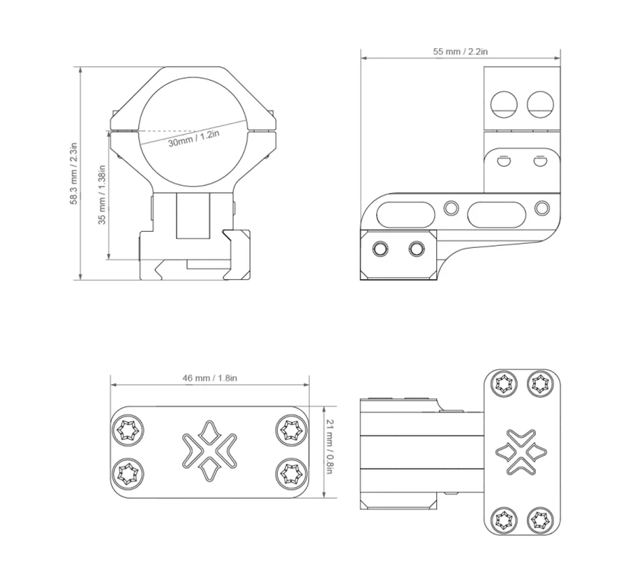 Description Picture 6 of itemVector Optics 30mm Adjustable 35-41 mm Cantilever Weaver Rings fit Picatinny and Weaver Mount Hunting Tactics scope