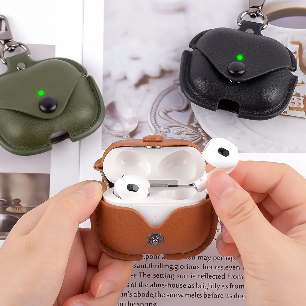 Fashion Women Luxury Airpod Leather Case For Airpod Pro 3 Case With Keychain