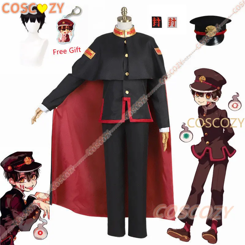 Cosplay Costumes Wigs Anime Jibaku Shounen Hanako kun Yugi Amane Cosplay Costumes Toilet bound Hanako kun Cloak Black Full Set Uniform Wig Hat
