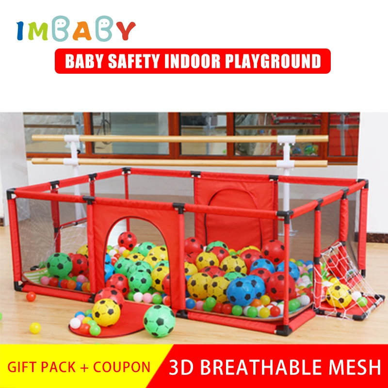 IMBABY Playpen with Pool Balls Large Cartoon Activity Fence Safe Playground for Toddlers Indoor/Outdoor Fun Playpen for Infants