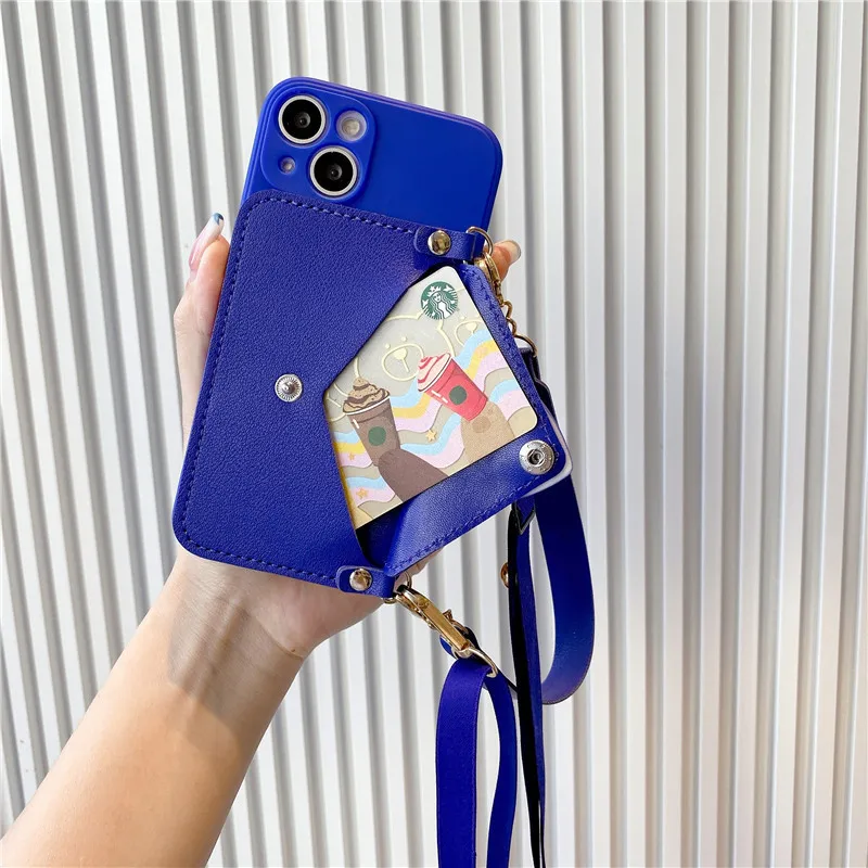 

Wallet Shoulder Strap Phone Case for iPhone 15 15Pro Max 14 Plus 13 Pro 12 Chain Women Silicone Card Holder Lanyard Back Cover