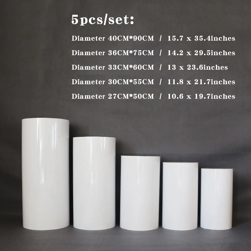 실린더 받침대 스탠드 화이트 3/5pcs 플린트 화이트 파티 디저트 테이블 케이크 스탠드 결혼식 장식을위한 받침대 철 열