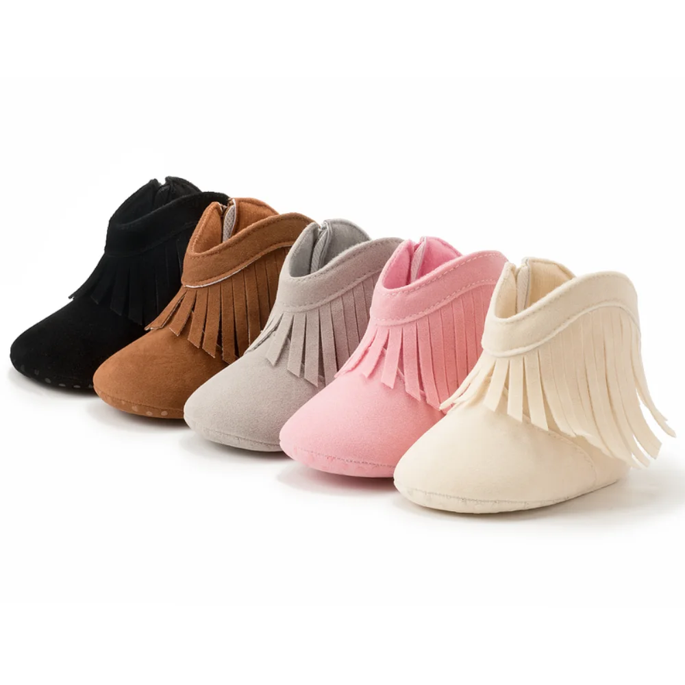 

New Winter Baby Boots Baby Boy Girl Shoes Tassel Anti-slip Rubber Sole Warm Snow Booties Newborns First Walkers Infant Shoes