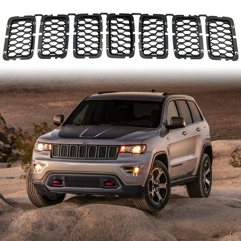 

68317863AA Fit For 2017-2020 Jeep Grand Cherokee Black Honeycomb Textured Front Radiator Grille