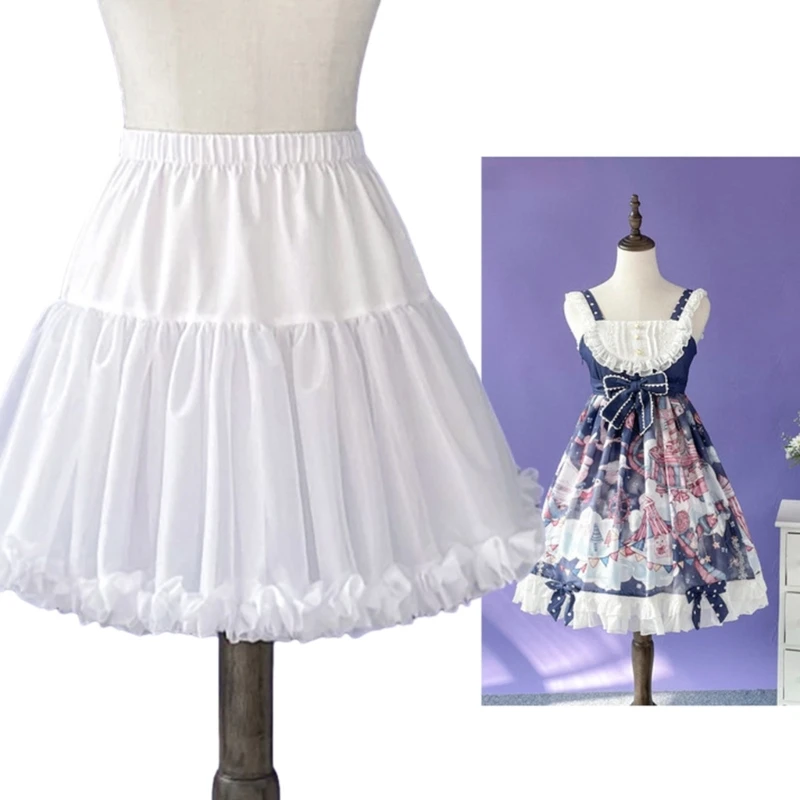 

Women Elastic Waist Sweet Bowknot Petticoat Layered Tulle Tutus Skirt Dance Costume Underskirt Half Slips Dress