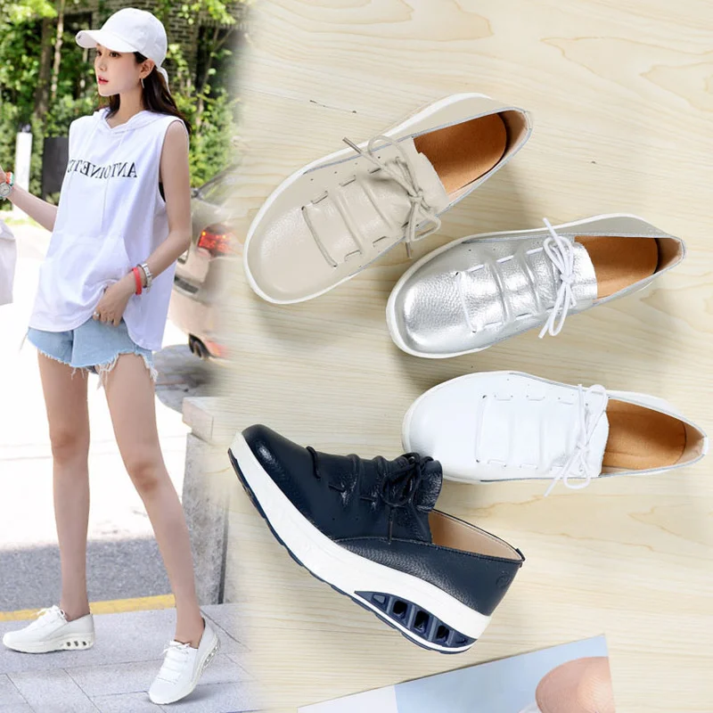 Women Shoes Platform 2022 New Casual Loafers Woman Sneakers Height Increasing Wedges Shoes Ladies Fashion Footwear High Quality