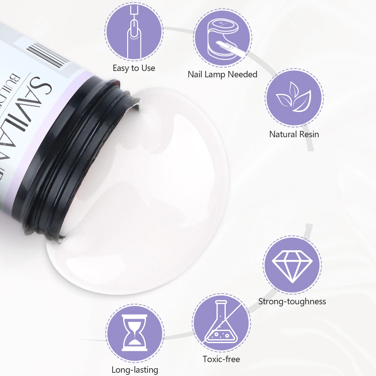 Saviland 100g Builder Gel per unghie Bianco Nudo Rosa Gel per estensione unghie Unghie multifunzionali Smalto gel Soak Off UV per il salone fai da te - immagine 5