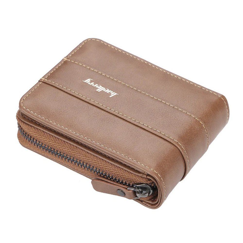 Baellerry Men's PU Leather Trifold Wallet - Slim RFID Blocking Organizer with Multi-Card Capacity