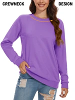 TACVASEN Sweat-shirt léger à manches longues et col rond pour femme - Pull décontracté - Sweat-shirt d'extérieur - Vêtements de sport 4