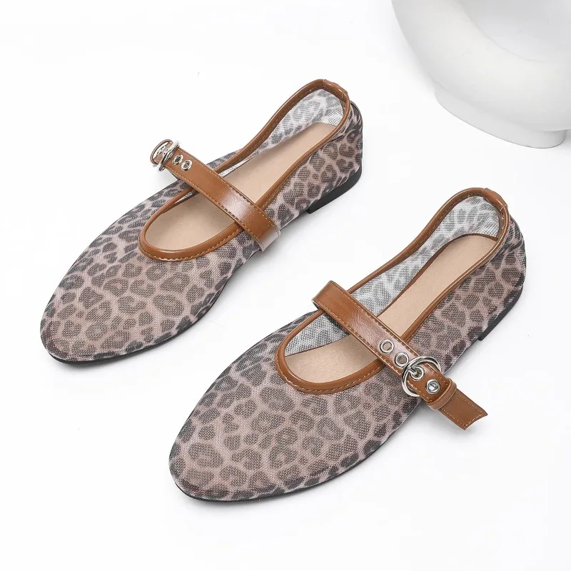 Women Shoes Women Flats Women's Flat Shoes Spring Round Head Shallow Mouth Mesh Cloth Breathable Anti-slip Wear-resistant